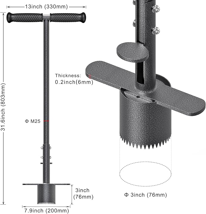 Dolibest Sod Plugger, Turf Cutter and Grass Plugger Tool with Dual Pedals, Sharp Serrations, and Non-Slip Soft Rubber Grip Handle, Perfect for Zoysia, Bermuda and More