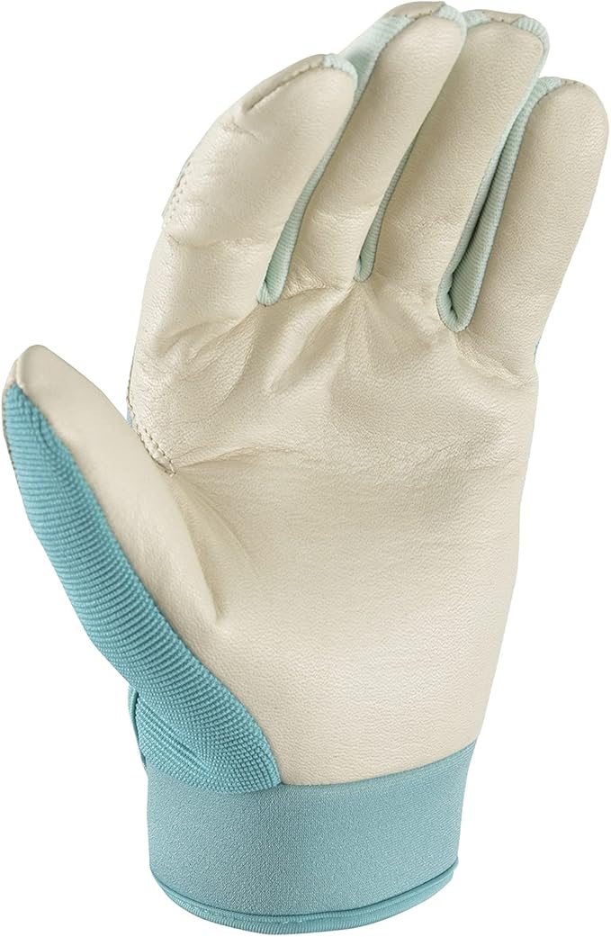 Wells Lamont Women's Hybrid Work/Gardening Gloves | Water-Resistant HydraHyde Leather |Aqua, Medium (3204M)