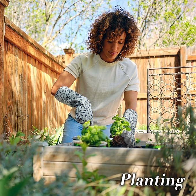 KAYGO Gardening Gloves for Women Long Sleeve, Light Protective Gloves for Yard and Outdoor Work, Best Garden Gifts for Gardener,Gray,M