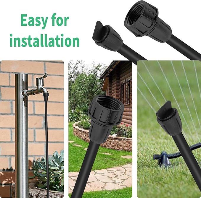 6 Pack Irrigation Tubing Fittings 3 x PVC Female Hose Thread Non-Swivel Adapter to 5/16" tubing 3 x Barbed Threaded End Plugs - Drip Faucet Connector Garden Hose Adapter