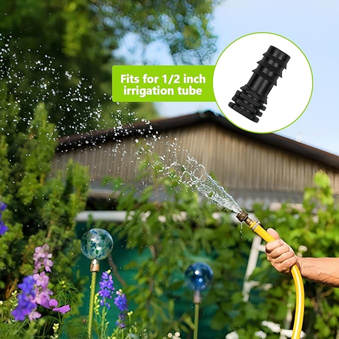 13 Pcs Drip Irrigation Fittings End Cap 1/2 Inch, In-Line Barbed Plug End Connector For 1/2 Inch Drip Tubing 13mm ID Drip Line End Parts For Garden Irrigation Systems