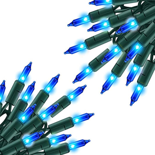 Blue Christmas Lights, 2 Pack Total 40 FT 200 Count Incandescent Christmas Mini Tree String Lights, Waterproof Christmas Decorations for Outdoor Indoor Xmas Patio Home Party Garden Yard Decor