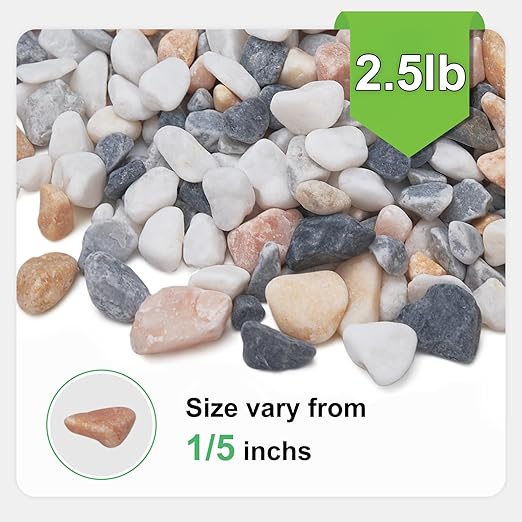 2.5 lbs Pebbles for Indoor Plants, 1/5 Inch Natural Decorative Gravel for Vases, Aquariums, Terrarium, Fish Tank, Drainage Rocks for Potted Plants, Bamboo, Succulent, Crafts, Cactus