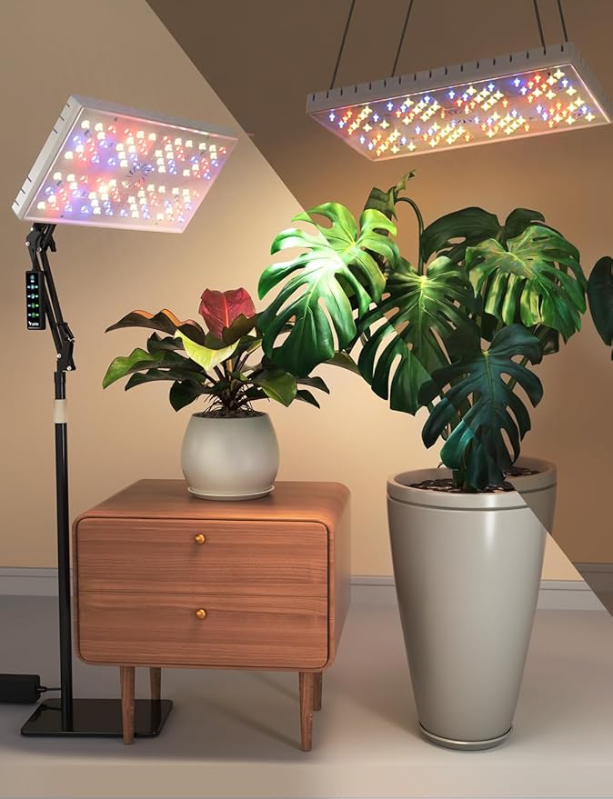 Plant Grow Light, [Smart APP & Expansive 2x2 Ft Coverage] Genuine 48W Output LED Full Spectrum for Indoor Plants, 8-Level Brightness, Supports Hanging & Standing, 270° Folding, 360° Rotation
