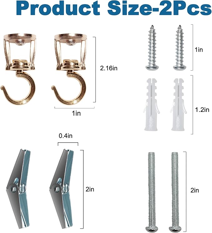 Ceiling Hooks for Hanging Plants (2 PCS Gold),Heavy Duty Metal Plant Hooks, Screw in Hooks for Hanging Birdfeeders, Lamps, Planters, Outdoor Decorative Hooks up to 33 lbs