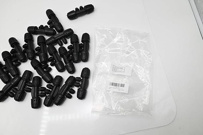 Barbed Tee 4 Way 16 Double Latch Reducing Cross for (1/2 inch ID x 0.60 inch-0.63 inch OD) 16 mm Drip Tubing 1/2 inch to 1/4 inch Pipeline Irrigation Fittings (20PCS-4Way)