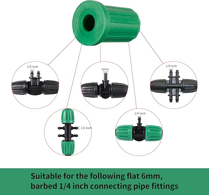 1/4 Barb Connector Plug Cap, Rubber Plug Fitting for 1/4 Hose Irrigation System(40PCS/Pack)