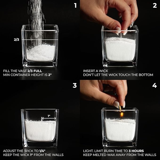 CANDWAX Pearled Candle Wax Sand 28 Oz - Unscented Candle Powder Plant-Based Clean Burning - Refillable Candle Pearls with 60 Wicks (50 Cotton + 10 Wooden)