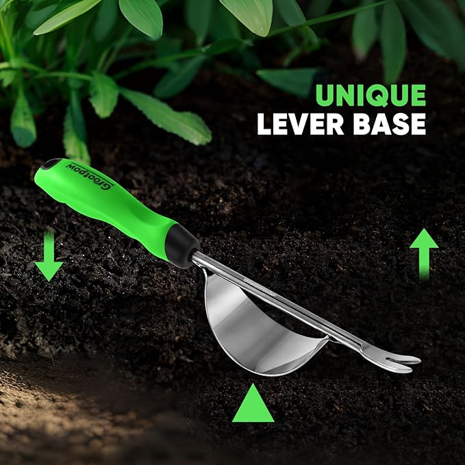 HW1 Hand Weeder Tool, Weed Puller Tool with Ergonomic Handle for Garden - Durable Unique Lever Design Dandelion Weeder Tool with V-Shaped Forks for Easy Weed Removal - in Gift Box