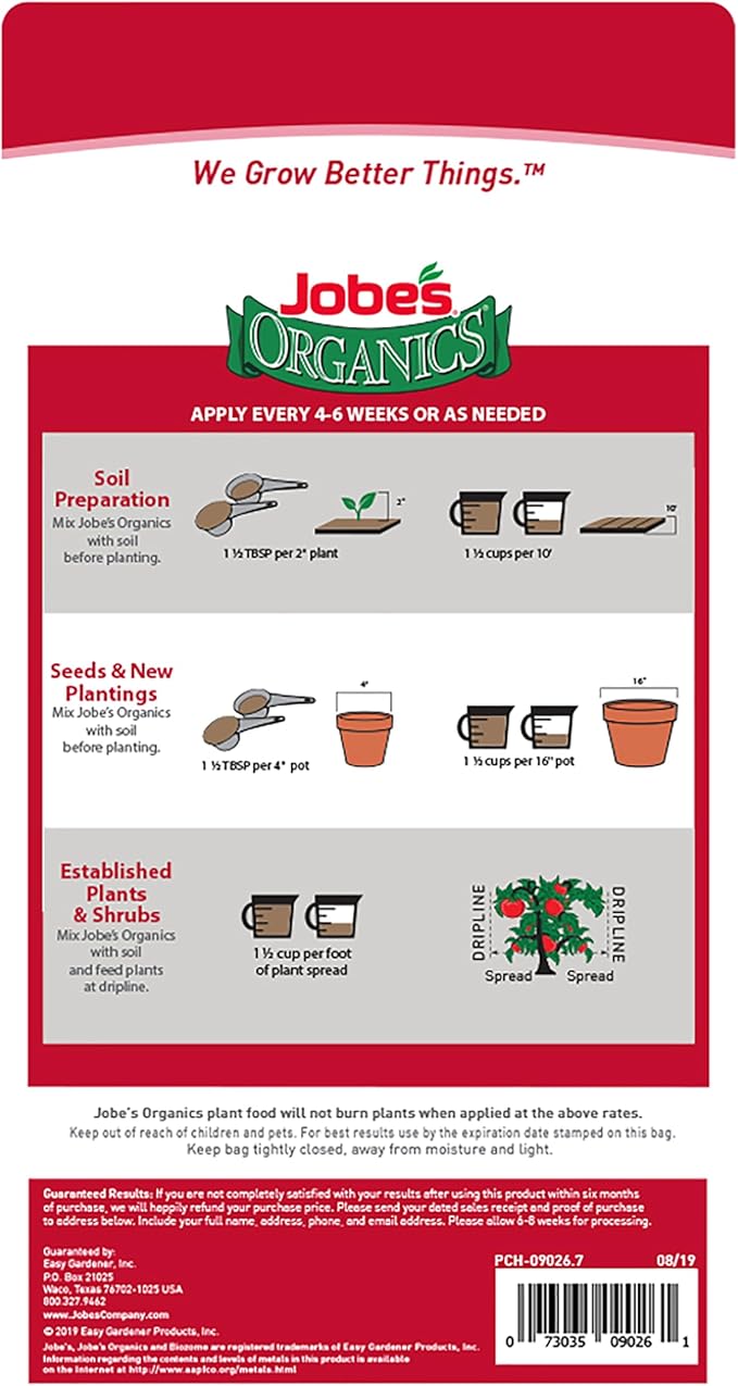 Jobe’s Organics Granular Garden Fertilizer, Easy Plant Care Fertilizer for Vegetable Gardens and Tomato Plants, 4 lbs Bag (Pack of 2)