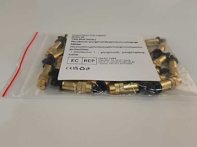 30PCS 1/4" Adjustable Copper Atomizing Nozzle Kalolary Drip Irrigation Sprayer 4/7mm Atomizing Micro Sprinkler Garden Cooling Irrigation Equipment for Lawn Vegetables Greenhouse