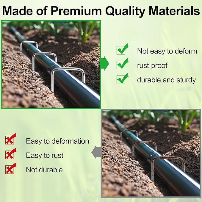 50 Pack Garden Stakes, U-Shaped Tent Stakes, Galvanized Landscape Staples, Ground Stakes, for Landscaping Securing Weed Barrier Fabric, Irrigation Tubing, Holding Fence, Tarpaulin