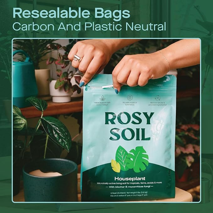 Indoor Potting Soil for House Plants - Organic Potting Soil Mix for Indoor Plants - Enriched w/Root-Boosting Biochar for Foliage Plants, Flowers, Herbs - Peat Free, Less Prone to Gnats - 8qt