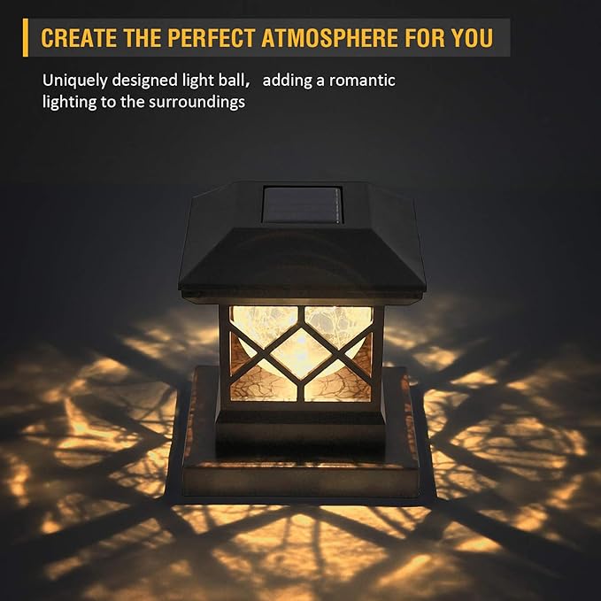 TWINSLUXES Fence Post Cap Light, LED Solar Lights for Deck Posts, Solar Post Caps Light Outdoor for 3.5x3.5/4x4/5x5 Posts, Wood or Vinyl Fence Deck Post, Warm Light (Brown)