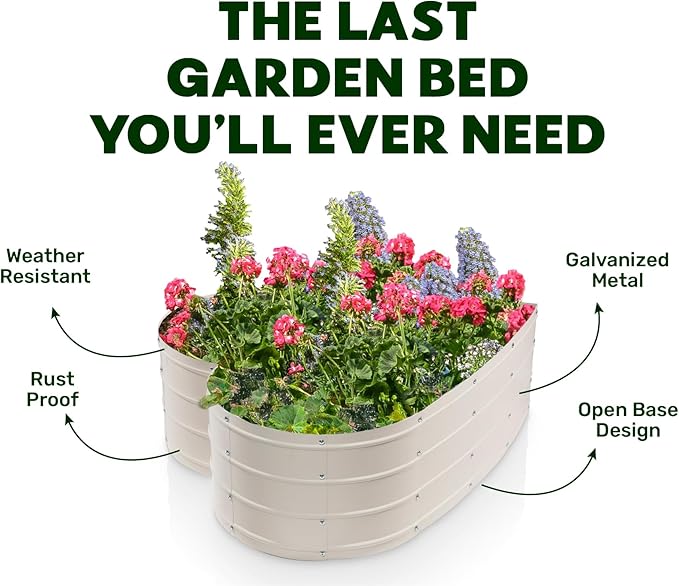 Galvanized Raised Garden Beds Outdoor // Planter Raised Beds for Gardening, Vegetables, Flowers // Large Metal Garden Box (White) // Tool-Free Assembly