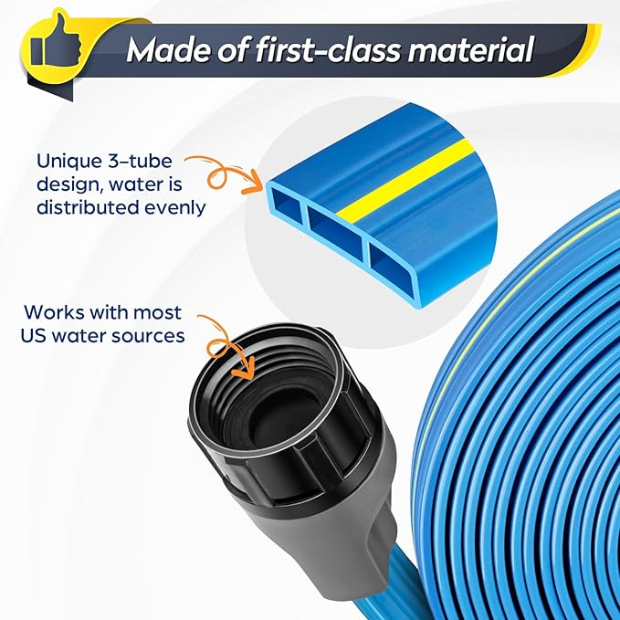 Sprinkler Hose 50FT, Heavy Duty Watering Hoses, Efficient Irrigation Tubing for Garden Lawn Sprinklers System with 20 Pack Staples