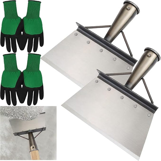 2Pcs Multifunctional Garden Cleaning Shovel Set, Garden Spade Shovel, Farm Weeding Planting Shovel Gardening Scraper Shovel, Manganese Steel Flat Shovel Not Include Pole (21cm/8.2in)