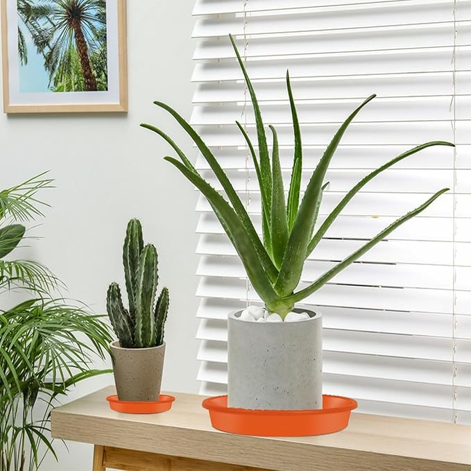 9 Pack Plant Saucers (8 inch /10 inch /12 inch),Heavy Sturdy Plant Trays Pot Tray for Indoor Clear Plastic Flower Pot Saucers Thicker Plant Water Drip Trays for pots-Terracotta