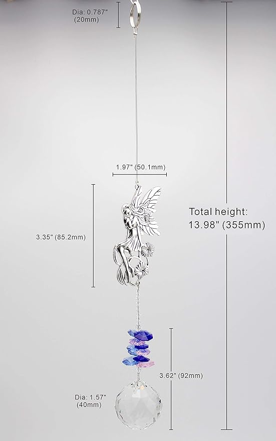 Crystal Garden Suncatcher Hanging Crystals Ornament for Window Rainbow Maker Prisms Home Decor Gift Boxed Sun Catcher Gift Idea for Mom Friends Grandma,Fairy