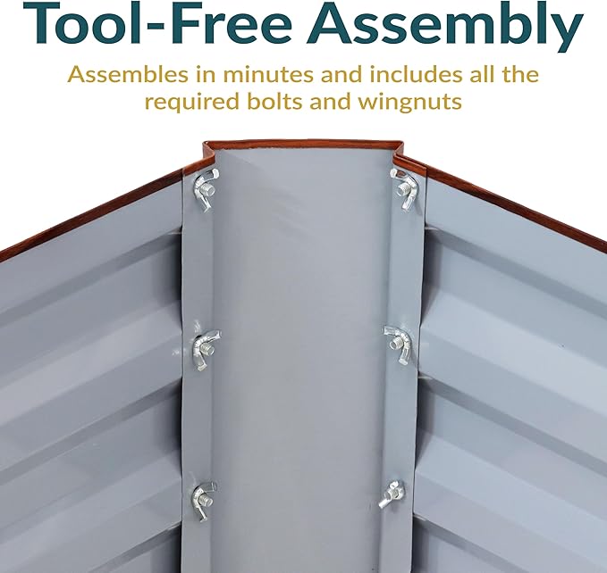 Sunnydaze 11.75" H Raised Metal Garden Bed - Galvanized Raised Garden Bed Outdoor for Vegetables and Flowers - Woodgrain - Hexagon