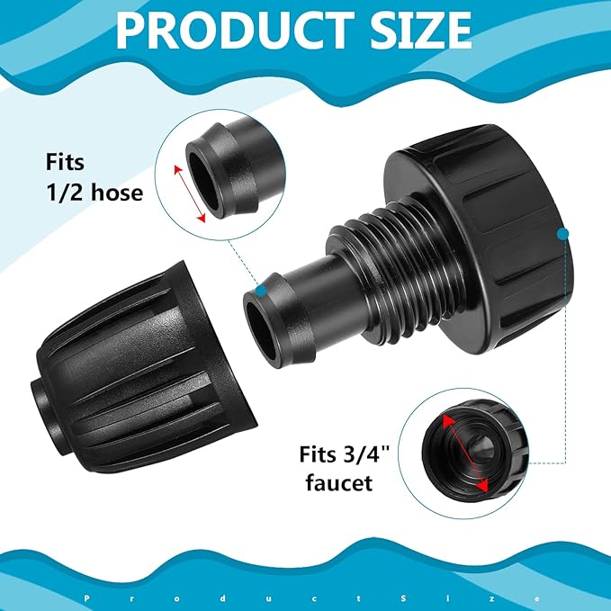 5 Pack Drip Irrigation Tubing Faucet Adapter Garden Faucet Hose Adapter Drip Irrigation Hose Connectors Faucet Connector with Washers for Garden Irrigation System(Single, Convert 3/4 to 1/2)