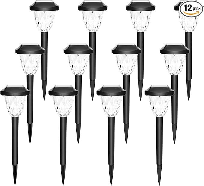 Solar Outdoor Lights Waterproof,Solar Pathway Lights Outdoor with Great Pattern, Auto On/Off Garden Decor for Outside Garden Walkway Driveway Pathway(12 Pack)