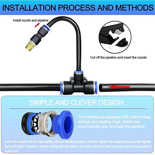 Drip Irrigation Kits,Automatic Irrigation System with Replaceable 360-degree Bending Dropper,atomizing Copper Nozzle for Watering System for Garden Plant Lawn Patio.(atomizing Nozzle)