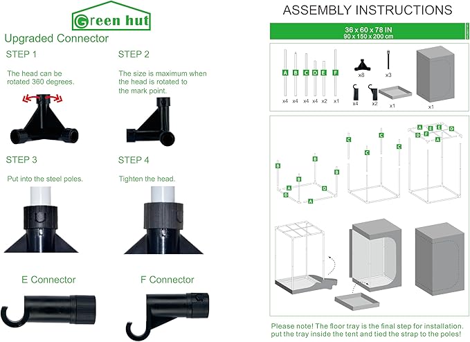 Indoor Grow Tent for Plants 36"x60"x78" Mylar Hydroponic Grow Tents Indoor Grow Room for Plant Fruit Flower Veg with Removable Waterproof Floor Tray