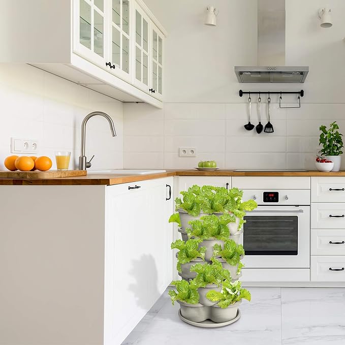 Amazing Creation Stackable Planter, Vertical Oasis Tiered Garden Planter, Grow Vegetables, Herbs, and Succulents with Ease