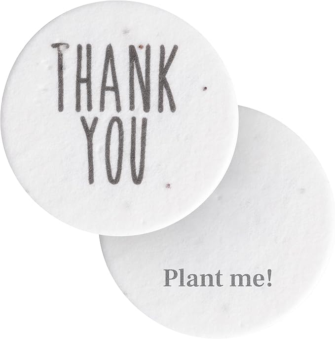 20pcs Thank You Tags Seed Paper – Plantable Wildflower Packets for Weddings, Gifts, & Life Events (20 Round Typewriter)