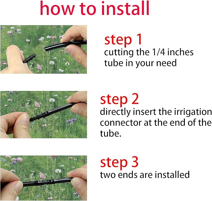 200Pcs Drip Irrigation Connectors, HOINCO Drip Irrigation Barbed Connectors Fit for 1/4-Inch Tubing, Irrigation Straight-Through Joints, Garden Lawn Water Hose Connectors for Drip or Sprinkler Systems