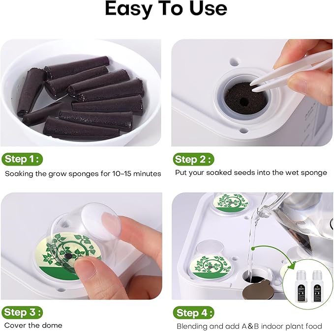 Ahopegarden 87 Pcs Seed Kit for Aerogarden for IDOO for Gardencube Hydroponics Growing System, Grow Anything Kit for Indoor Garden with 40 Grow sponges and Labels, 6 A&B Plant Food, 1 Tweezers