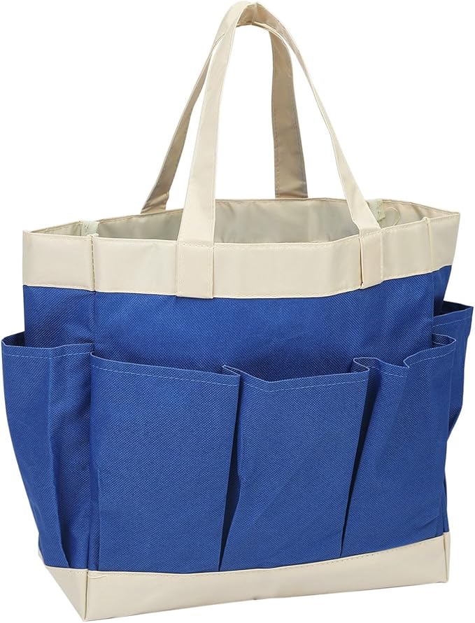 HARFINGTON Garden Tool Bag 11.2" x 5" x 11" Large Oxford Waterproof with Pockets Garden Tote Bag Gardening Plant Tool Organizer Storage Carrier Store for Outdoor Women Men, Blue