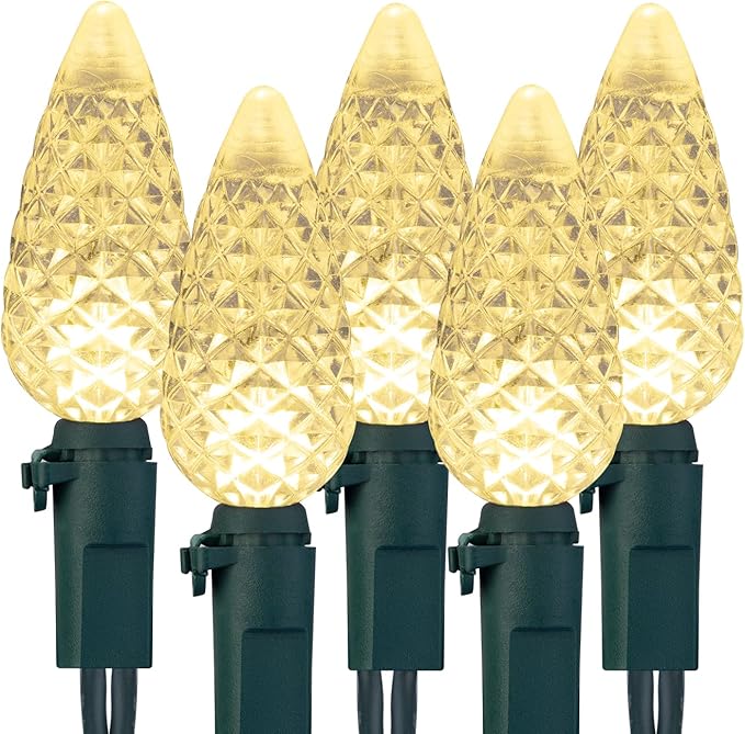 C6 LED Christmas String Lights, 33 Feet 100 LED Strawberry Lights Plug in, Waterproof Twinkle Fairy String Lights for Indoor Outdoor Holiday Garden Yard Party Tree Decoration (Warm White)