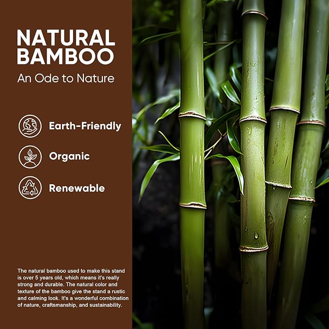 MUDEELA Adjustable Plant Stand Indoor, Bamboo Plant Stand 8 to 12 Inches, Single Floor Plant Stand for Indoor Plants, Bamboo Natural Planter Stand for Indoor Plants, Pot Plant Not Included