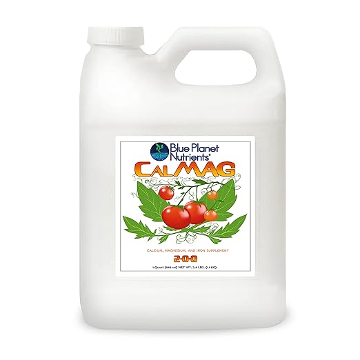 CalMag + Iron Plant Supplement (32 oz) Quart | Concentrated Calcium Magnesium Iron for All Plants & Gardens | Makes Up to 315 Gallons | Prevents & Corrects Blossom End Rot | Blue Planet Nutrients