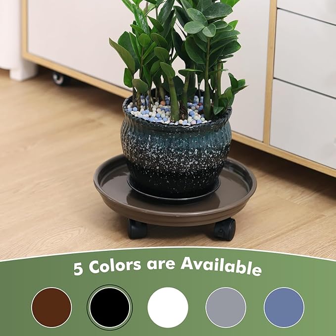 7 Packs Plant Caddy with Wheels 11.8" Plastic Rolling Plant Stands Heavy-duty Plant Dolly with Casters Indoor Outdoor Wheeled Plant Roller Base Large Planter Saucers Plant Mover