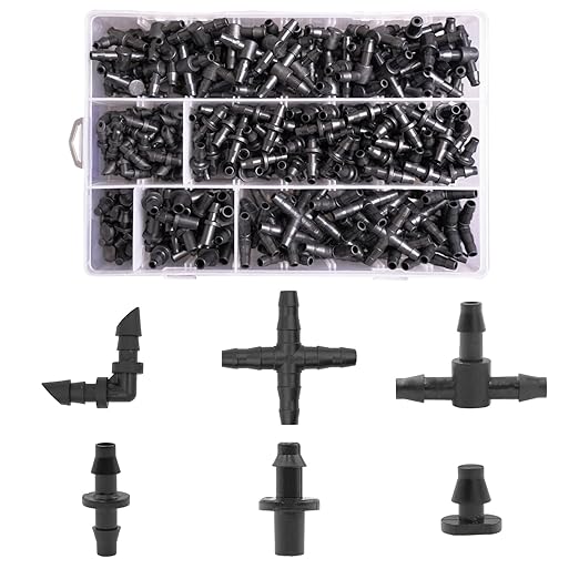 280 Pcs Drip Irrigation System Fitting Kit for 1/4 inch Irrigation Tubing Hose, Greenhouse Garden Plant Irrigation Fittings with Barbs Six Fittings for Easy Installation