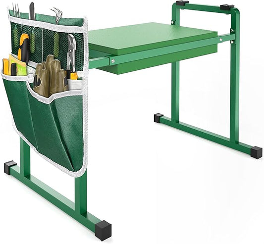FLINTER Stable and Save Anti-Tipping Garden Kneelers Seat, 10.2" Wider Garden Kneeler and Seat with Handle, Heavy Duty Gardening Stool for Seniors, Gardening Weeding Bench Great for Gardeners Parents