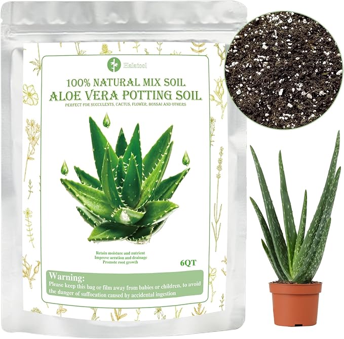 Halatool 6 QT Organic Aloe Plant Soil Potting Mix Garden Top Succulent Soil for Indoor & Outdoor Plants Bonsai Cactus Soil Potting Mix for Houseplants Flowers Vegetables & Herbs