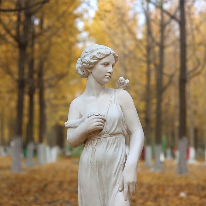 Outdoor Garden Statue Nymph Sculpture Goddess of Greek Mythology Roman Style Outdoor Patio Yard Lawn Porch Decor 32 Inch Ivory