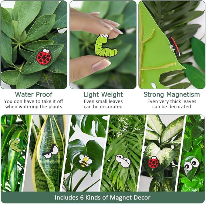 AUAUY Plant Magnets Eyes for Potted Plants, 6PCS Silicone Plant Safe Magnet Charms for Inoor Plant, Cute Plant Accessories Unique Gifts for Plant Lovers Women, Kids