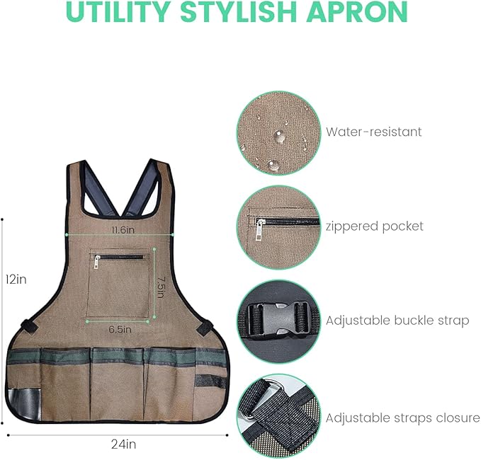 EJWOX Garden Work Apron with Pockets,Great Gardening Gifts for Women Lawn Care