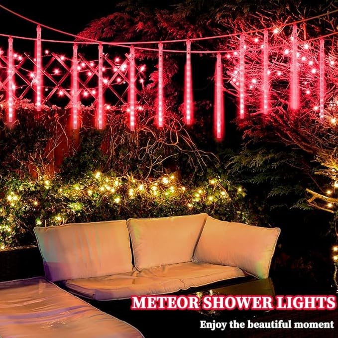 Meteor Shower Lights, 20 Inch 10 Tube 540 LED Multicolor Christmas Lights, Rain Falling Raindrop Lights for Outdoor Xmas Patio Garden Roof Eaves Decoration