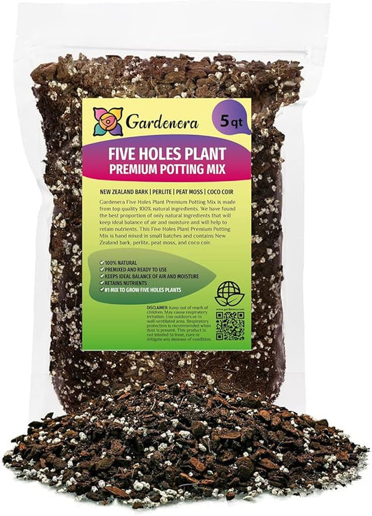 Five Holes Monstera Potting Mix - Retains Moisture and Enhances Root Growth - 5 Quart