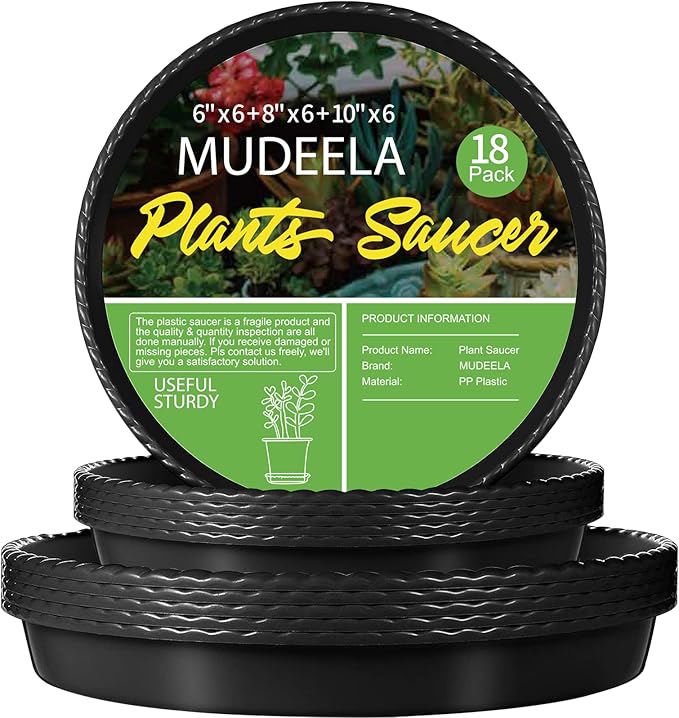 18 Pack Plant Saucers of 6 inch & 8 inch & 10 inch , Durable Plant Trays for Indoors Outdoors, Clear Plastic Flower Plant Pot Saucer, Made of Thicker, Stronger Plastic, with Taller Design (6"+8"+10")