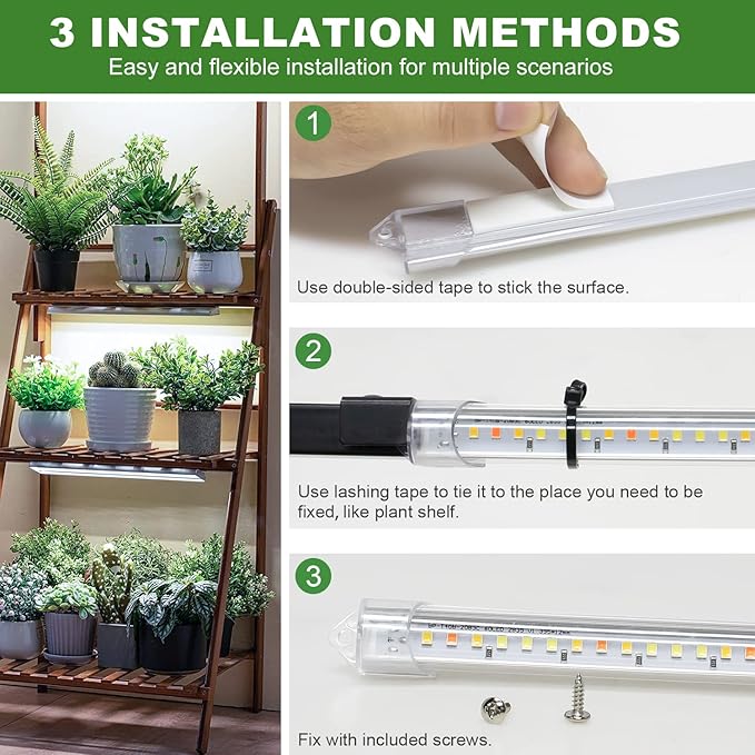 16" Plant Grow Light Strips, 120 LEDs Grow Lights for Indoor Plants Full Spectrum with Upgrade Timer 6/12/16 Hrs, 5 Dimmable Levels, 2 Pack Sunlike Grow Lamp for Hydroponics Succulent