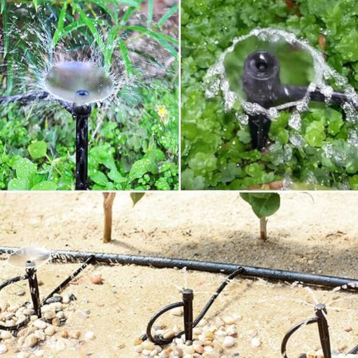 25 Pcs Drip Irrigation Emitters, Adjustable Flow 0-20 GPH Irrigation Drippers with Stake, Full Circle Flow Sprinkler Head, Micro Sprinkler for Garden Patio Lawn Flower Bed