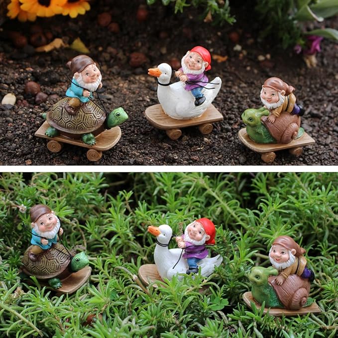 3 PCS Funny Garden Gnome Statues, Creative Resin Dwarf Sculptures, Outdoor Yard Decor, Gnomes Tree Faces for Lawn, Patio, Porch, Miniature Fairy Garden Accessories, Novelty Gift for Indoor/Outdoor Use