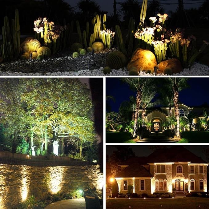 Pack of 2, Outdoor LED Landscape Lights Waterproof Spotlight with Spike Stand and Plug for Driveway, Outdoor Lawn Lighting, Flood Garden, Yard (9W Warm White)